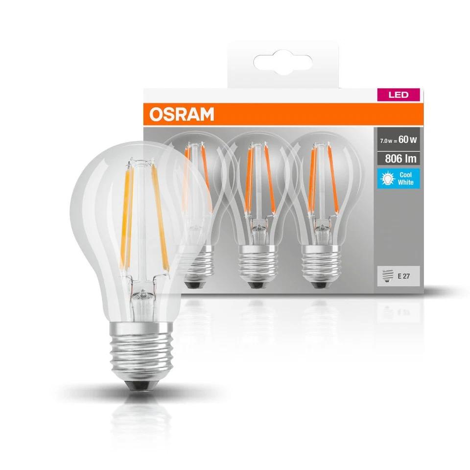 3 X Osram LED Filamento Lampadina Pere Candele Gocce E14/E27 Caldo Neutrale - Immagine 2 di 4