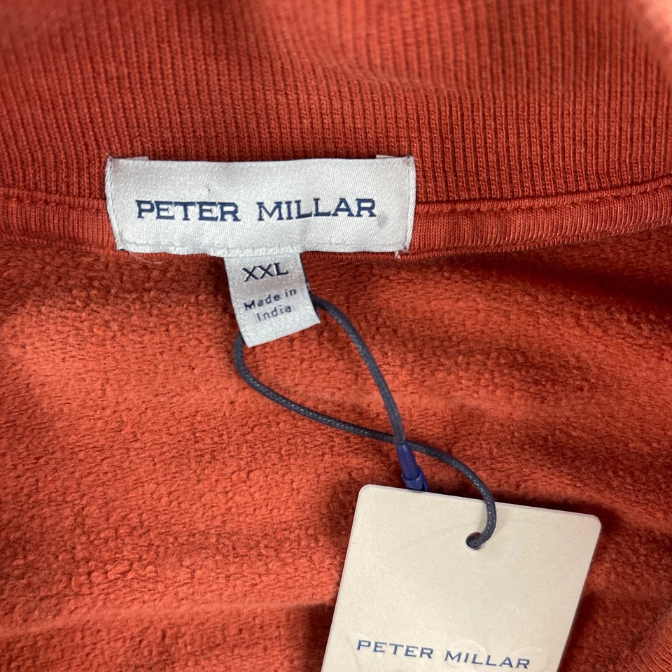 PETER MILLAR Mens XXL 2XL Quarter Zip Pullover Soft Ribbed Collar Lava Wash Red - Image 4 of 4