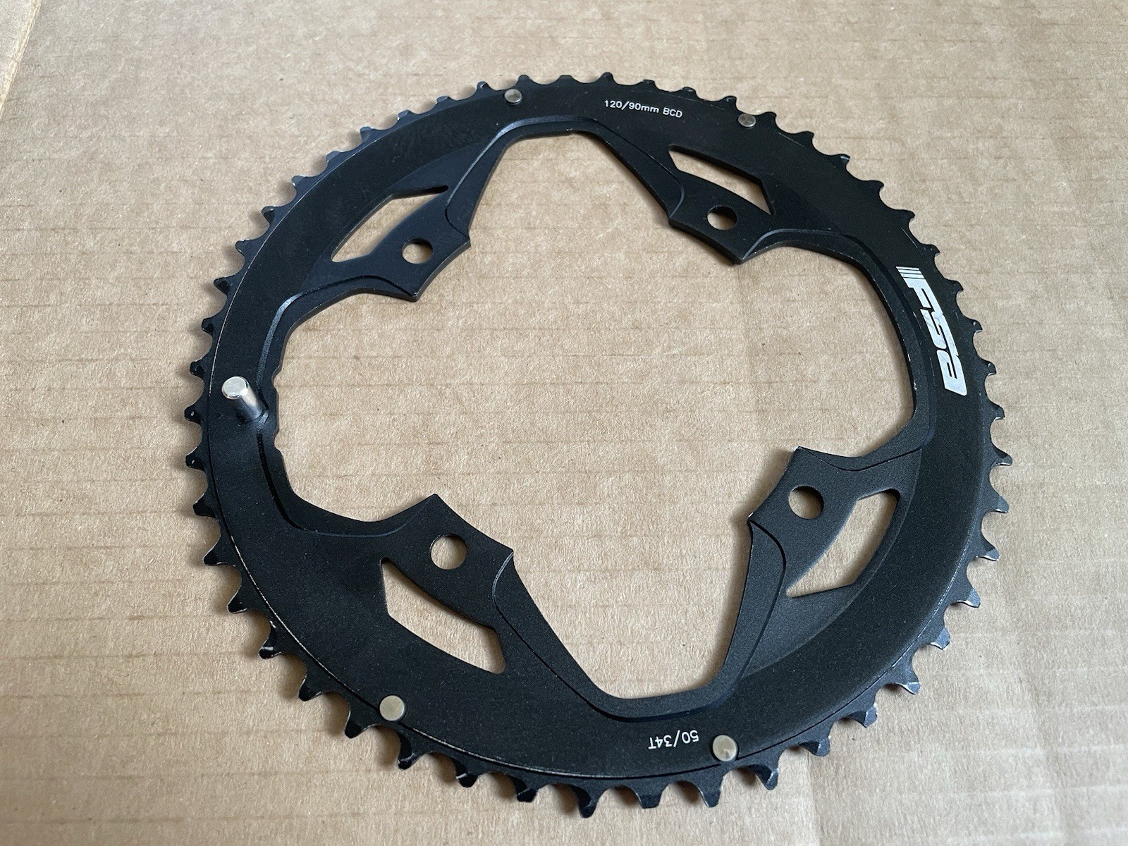 Used FSA 50T chainring 11 speed road bike double outer ring 120 BCD black