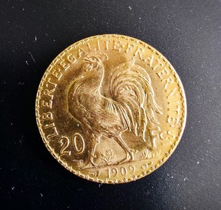 Pièce 20 Francs Or Marianne Coq 1909 État Superbe TTBE