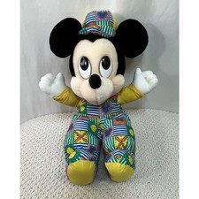 Vintage Applause Baby Mickey Mouse Puffy Plush Stuffed Toy 12" Baseball Disney
