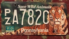 PENNSYLVANIA TIGER FULL GRAPHIC ANIMALS WILDLIFE SPECIALTY LICENSE PLATE PA.