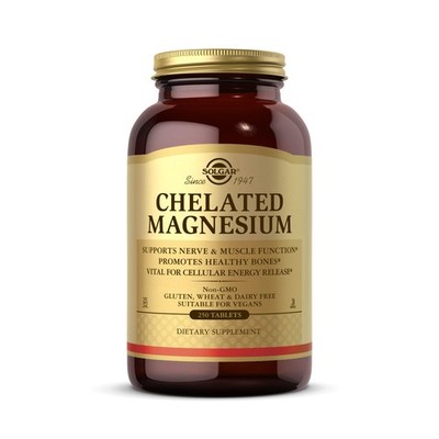 Solgar Chelated Magnesium, 250 Tablets - Supports Nerve  Muscle Function -