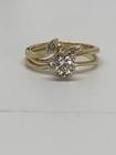 14k yellow gold  1/2 carat princess diamond ring set  - leaf design — photo 2