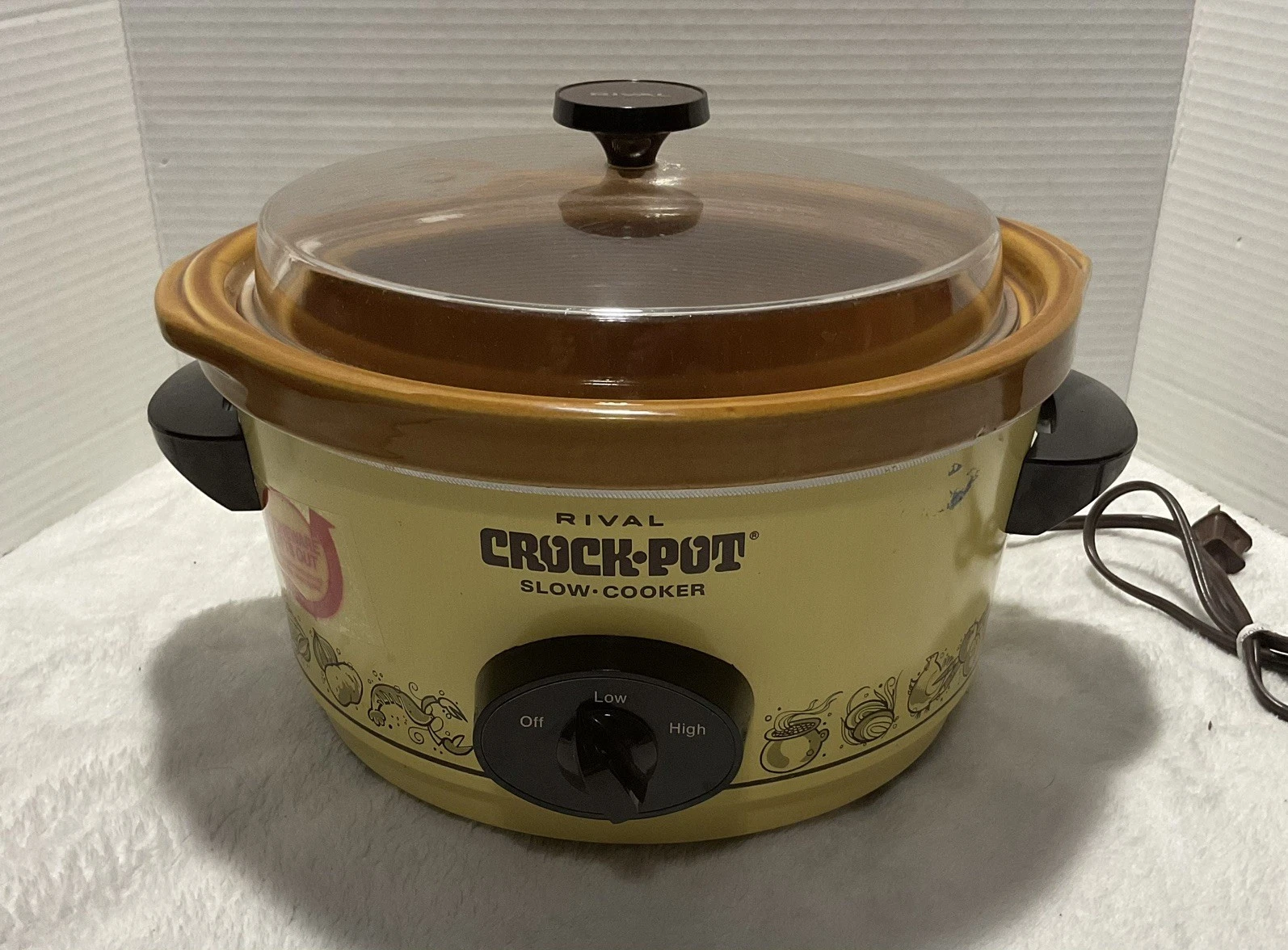 Vintage Rival Crock Pot Slow Cooker Harvest Stoneware w Lid WORKS!