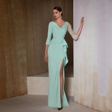 Elegant Mermaid Appliques Mother of the Bride Dresses 3/4 Sleeves Party Gowns