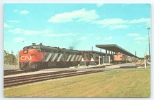 Postcard Ottawa Union Station Transcontinental Trains Ontario Canada