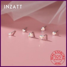 INZATT Real 925 Sterling Silver 3/4/5mm Fantastic Zircon Heart Stud Earrings for