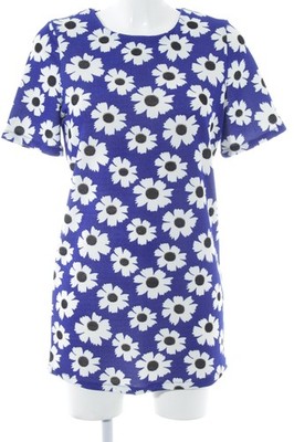 GLAMOROUS Long-Bluse Damen Bluse Gr. DE 36 stahlblau-wollweiß-schwarz