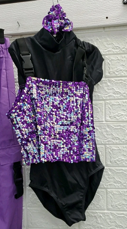 Nuevo Pantalón Carga Weissman Bebé Amatista/Top Una Pieza Lila/Negro Talla 7-8 Juvenil Foto 3 de 4