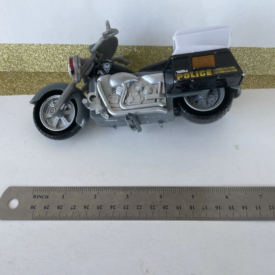 Tonka Hasbro Funrise Police Motorcycle Sounds & Lights Black Bike Toy 2014 WORKS - Image 4 of 4