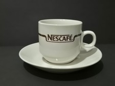 Set of Nescafe Malaysia White Ceramic Coffee Cup Saucer Good Condition