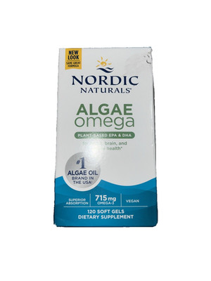 Algae Omega 715mg Vegan 3 Soft Gels Plant Based EPA DHA Nordic Naturals