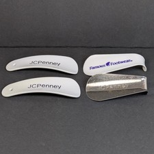 Shoe Horn Lot 4 JCPenney Metal White Plastic Famous Footwear Vintage