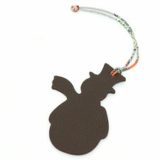 HERMES Petit H Snowman Bag Charm Blue x Brown