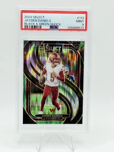 2024 Select Premier Jayden Daniels Black & Green Shock #112 PSA 9 MINT RC ROOKIE