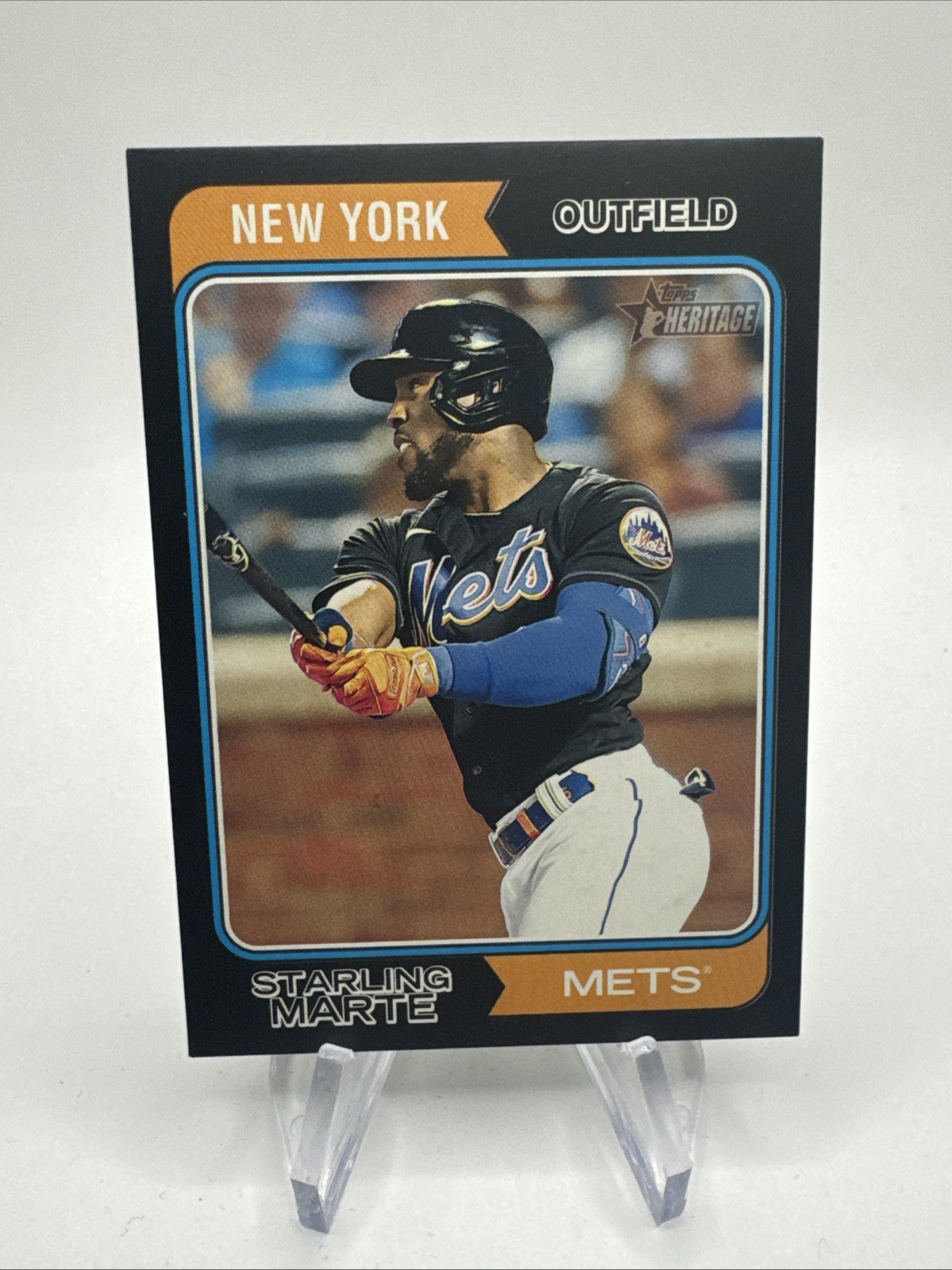 2023 Topps Heritage Starling Marte Black Border /50 #266 New York Mets SSP