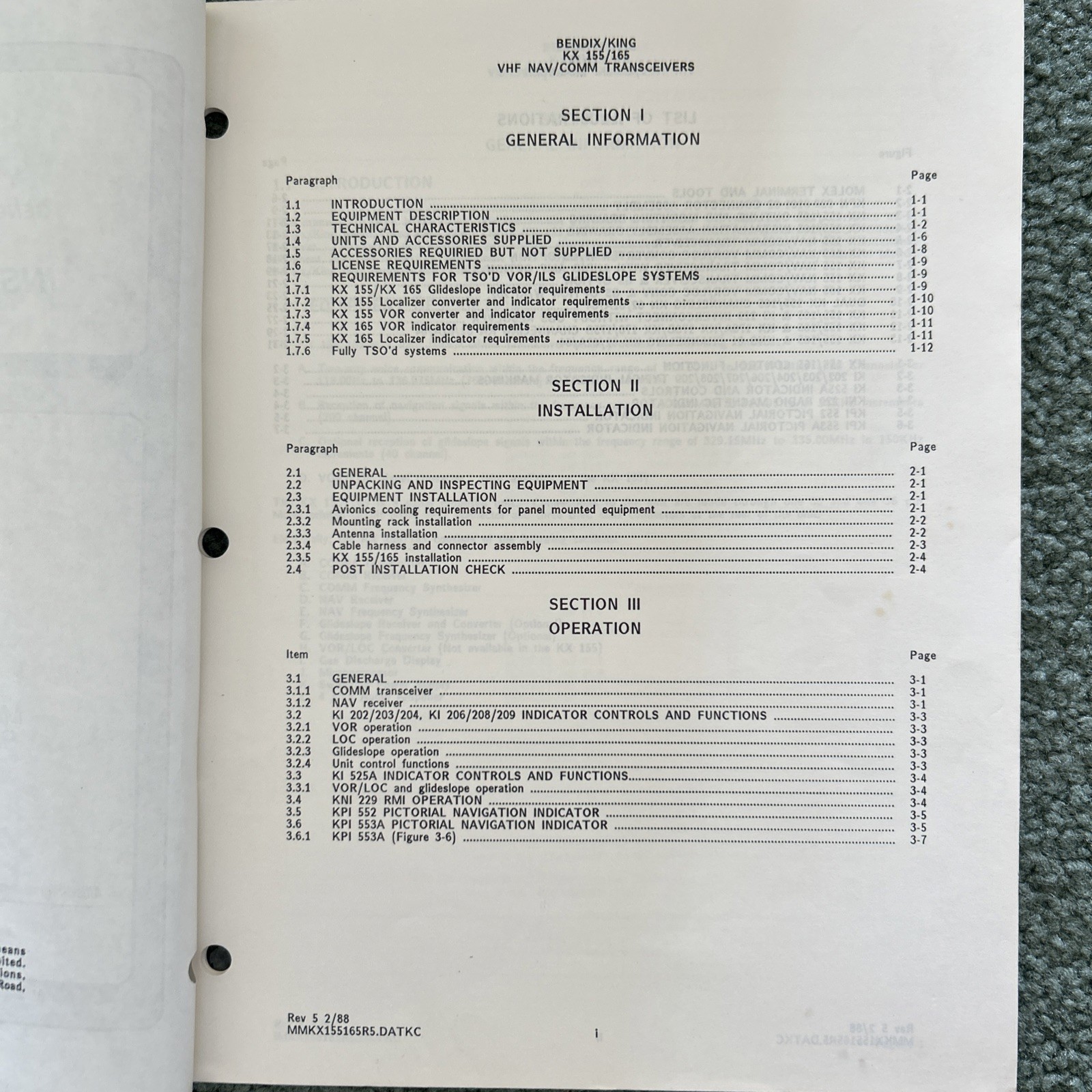 Bendix/King KX 155/165 VHF NAV/COMM Transceivers Installation Manual
