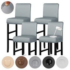 4 Pack Bar Stool Covers with Backs Waterproof Stretch PU Leather Bar Stool Se...