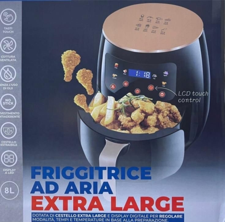 Friggitrice ad aria digitale 8 lt extra large