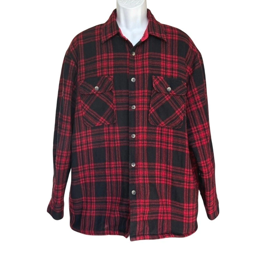 Vintage Wool Flannel Jacket Red Plaid Sz XL Quilted Lining Trucker Grunge
Opens in a new window or t