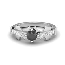 Holy Smokes Inspirowany Batmanem 0,75 ct czarny okrągły symulowany diamentowy pierścionek zaręczynowy
