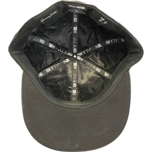 New Era 59fifty Baseball Cap Mens 7.5 Black Gold Jeremy Scott Dollar Leather - Picture 7 of 12
