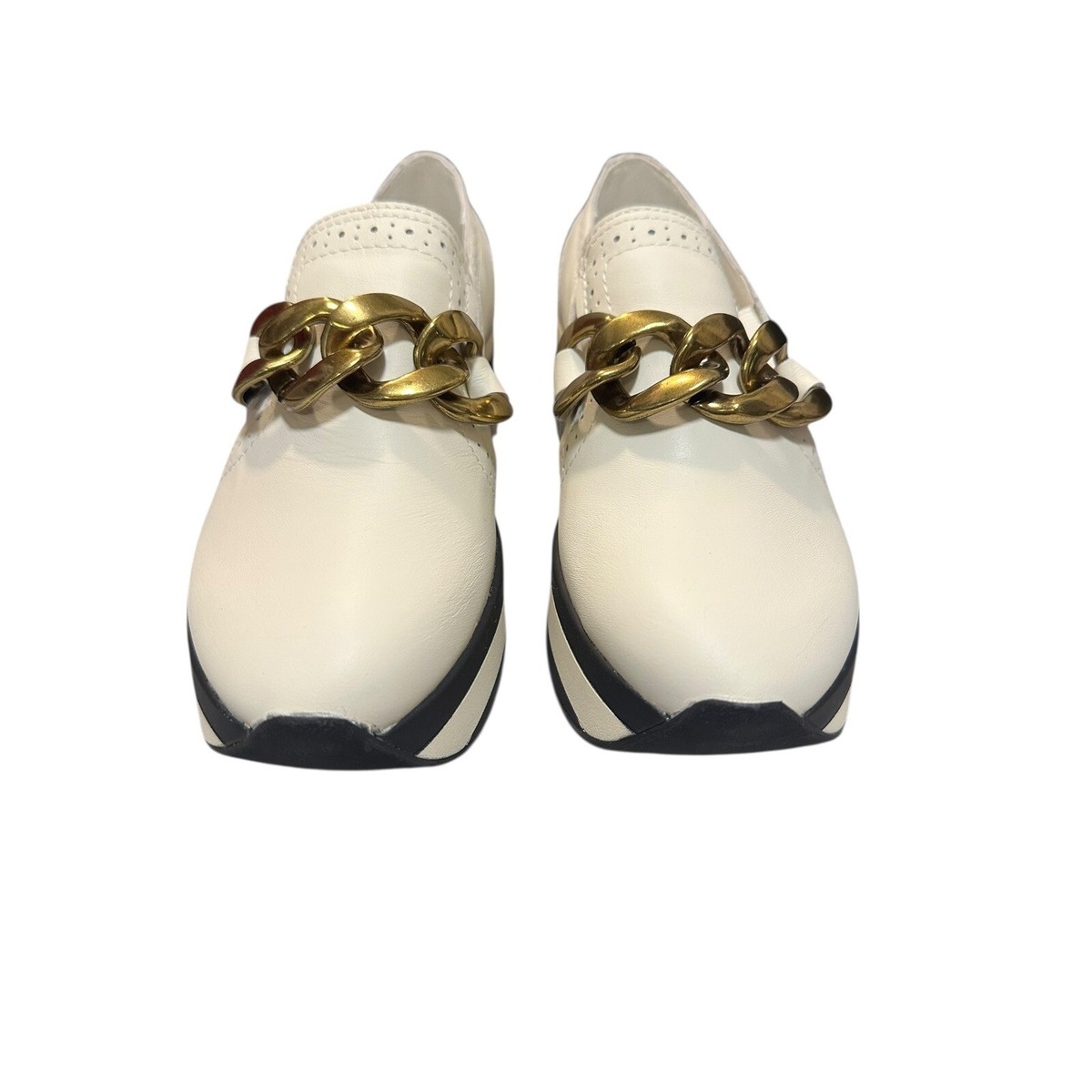 Dolce Vita White Platform Loafers Size Gold Chain Women's
