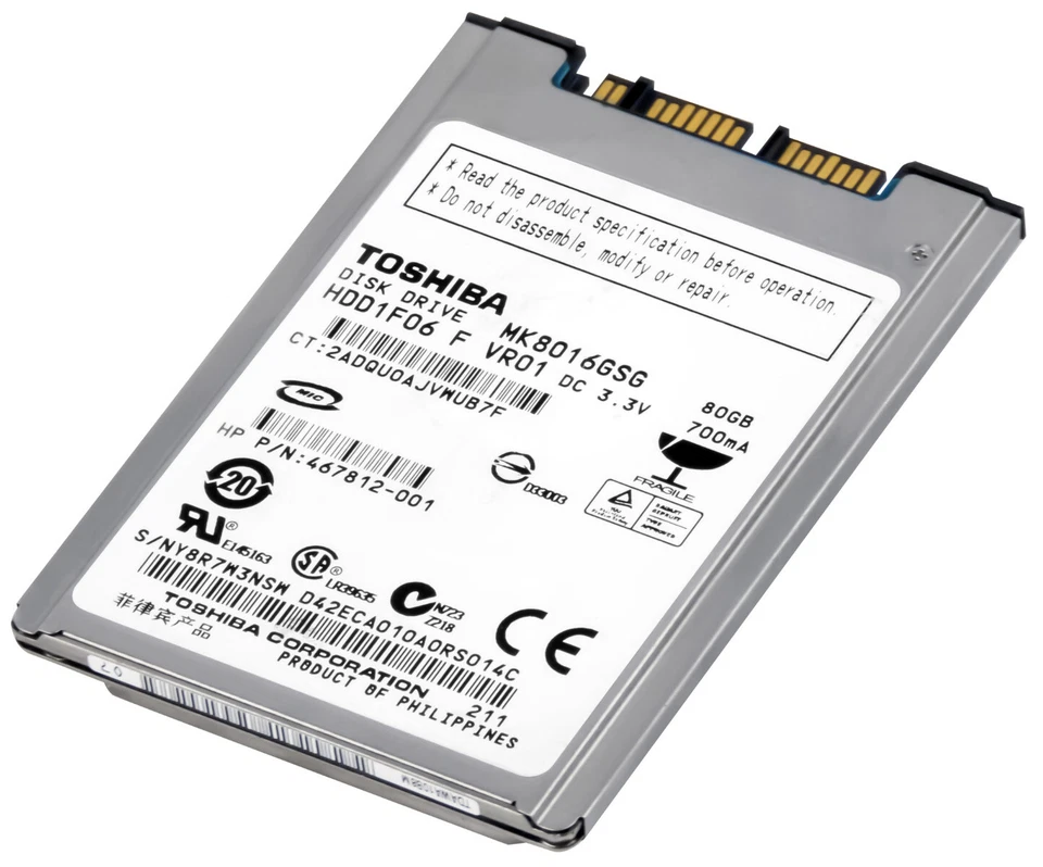 TOSHIBA 80GB 5.4K 8MB Microsata 1.8'' MK8016GSG - Image 2 of 3