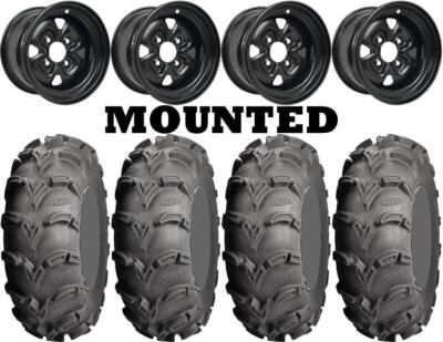 Kit 4 ITP Mud Lite XXL Tires 30x10-12/30x12-12 on Moose 120X Black ...