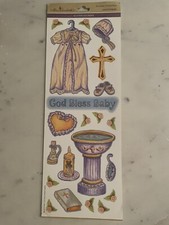 Miss Elizabeth's 2 Christening Glitter Stickers Religious Made In USA