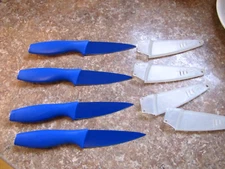 Colorful Blue 3 1/2" Paring Utility Cutting Knife Lot of 4 With Blade Covers NEW