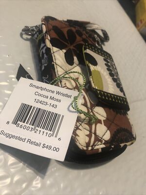 Vera Bradley Cocoa Moss Smartphone Wristlet Bag Cotton NWT