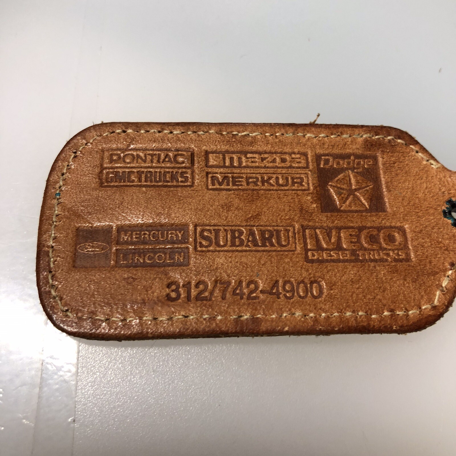 Elgin IL Heritage Auto Village Leather Auto Car Dealer Illinois Motors Keychain