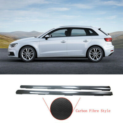 Carbon Look For 2013-2019 Audi A3 Hatchback Side Skirts Door Extension Panel Lip