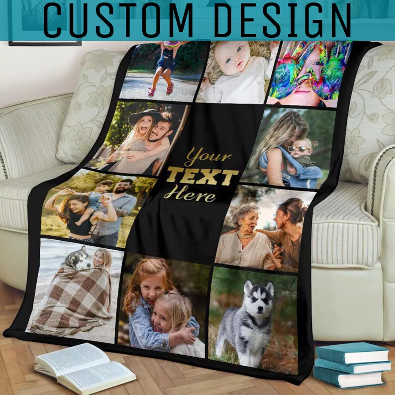 Personalized Custom Fleece Blanket With - Family Picture Memorial Blanket | eBay