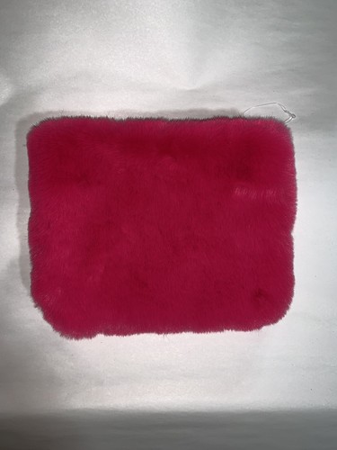 NWOT authentic DESIGNER ORIGINAL hot pink FAUX FUR zip top CLUTCH made in USA - Picture 2 of 5