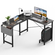 49" L Shape Corner Modern Computer Desk Gaming PC Table with CPU Stand Side Bag