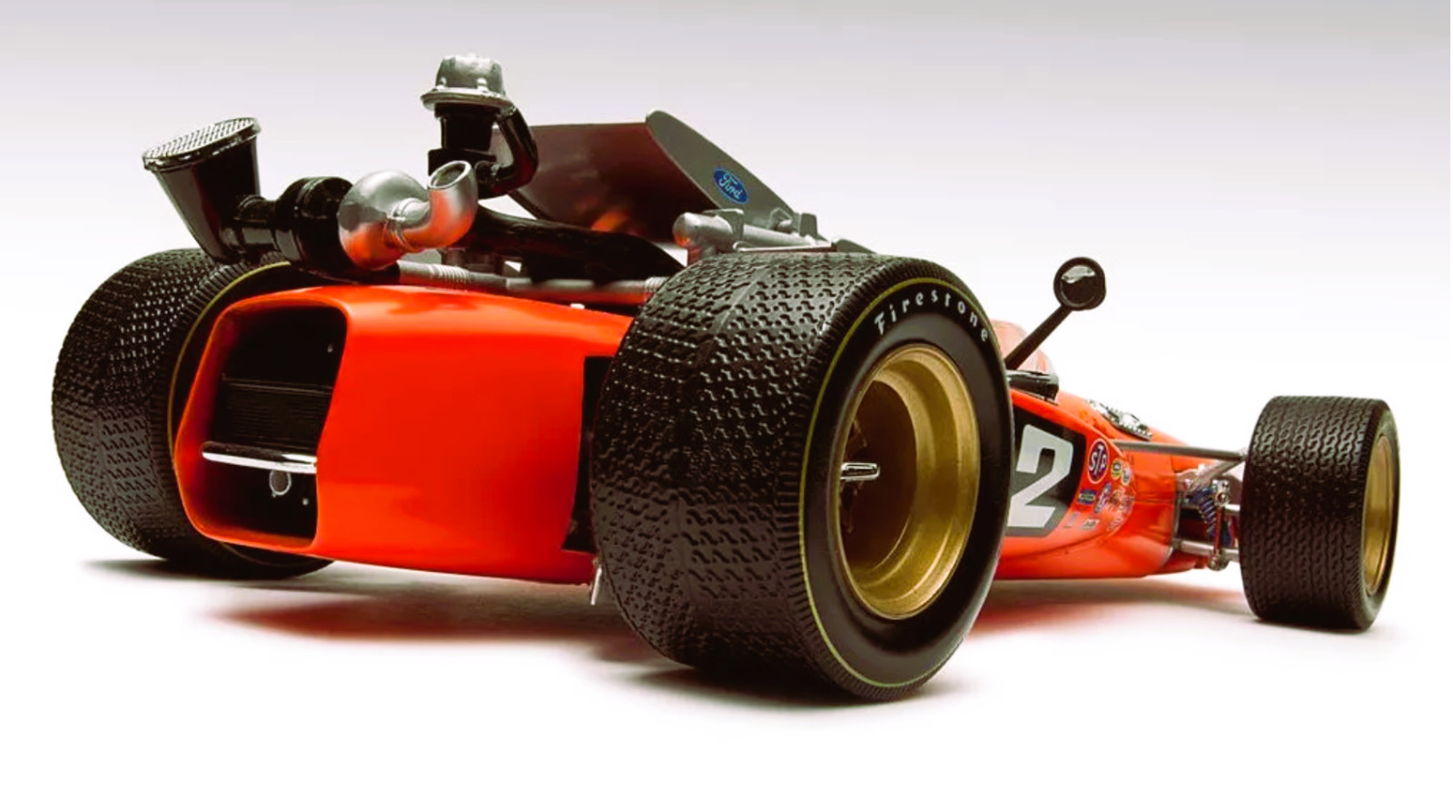 Ferrari Engine in 1969 Race Car w/Gold Wheel Rims 1:18 SCALE CUSTOM METAL MODEL
