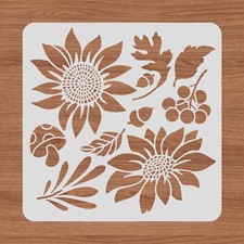 Reusable Plastic Stencils for DIY Crafts, Scrapbooking, Wall Art - Sunflowers, M