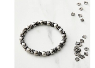 Hammered Textured Wavy Gunmetal Square Beads 6mm Bead Landing