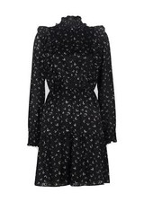 Whistles Burnout Ruffle Dress UK 8 Black Silver Short Mini RRP 179 Prairie