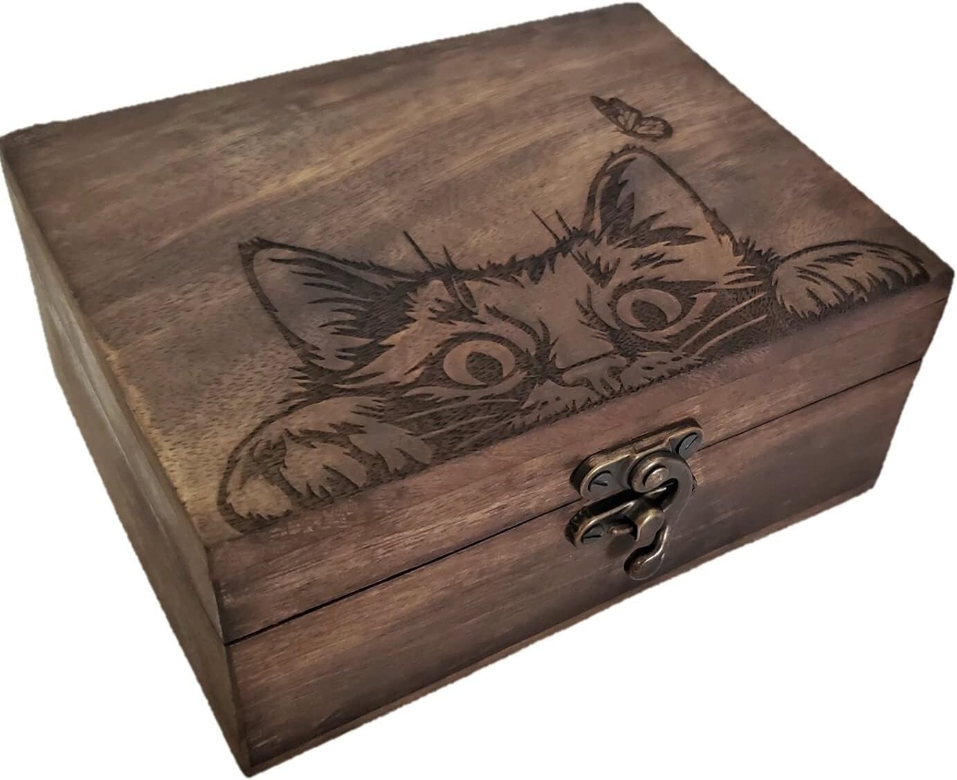 Engraved Kitty Cat Jewelry Box Trinket Keepsake for Earrings Necklaces-image