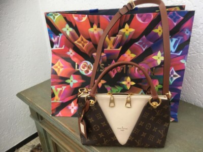 louis vuitton tasche monogram VTote BB, Calf Leather Noir Brown mit Beige,M43948