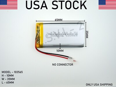 3.7V 3000mAh 103565 Lithium Polymer LiPo Rechargeable Battery (USA STOCK)