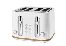 White Scandi Wood Effect 4 Slice Toaster FREE DELIVERY