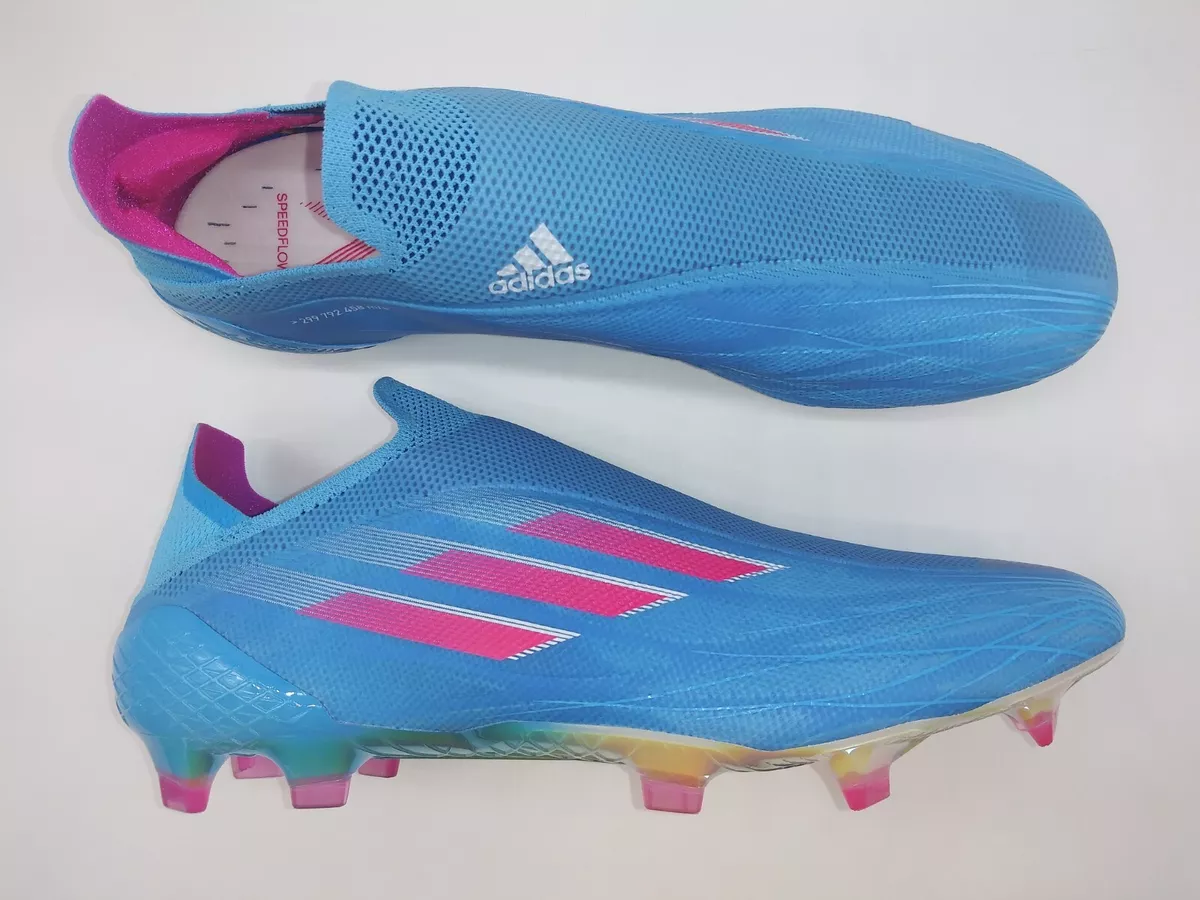 Adidas pink and top blue soccer cleats