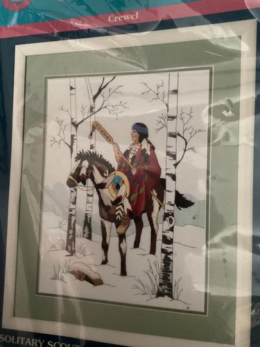Vintage sunset Cross Stitch Kit solitary scout 1993 Indian woman on horse - Picture 2 of 4