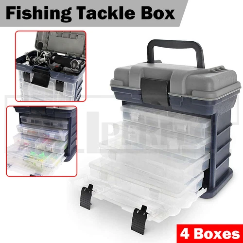 4 Tray Heavy Duty Removable Fishing Tackle Box for Terminal Tackle CROCH