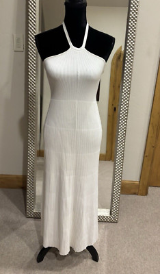 green palm tree eyelet halter neck midi dress POWDER SKY HALTER WOVEN MIDI DRESS L FREEMARKET White / L main image 0